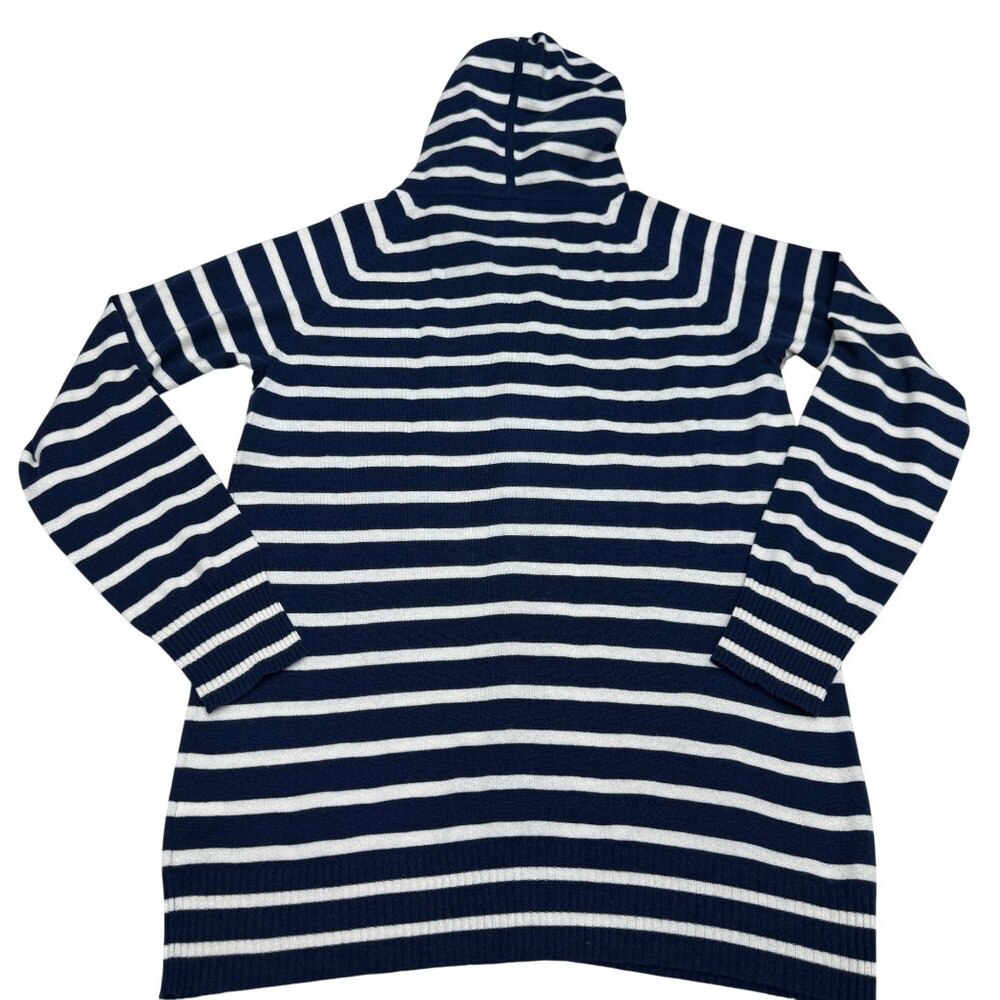 Joie Women's Wool Silk Blue White Striped Full Zip Hoodie Jacket, Size L - Picture 2 of 7